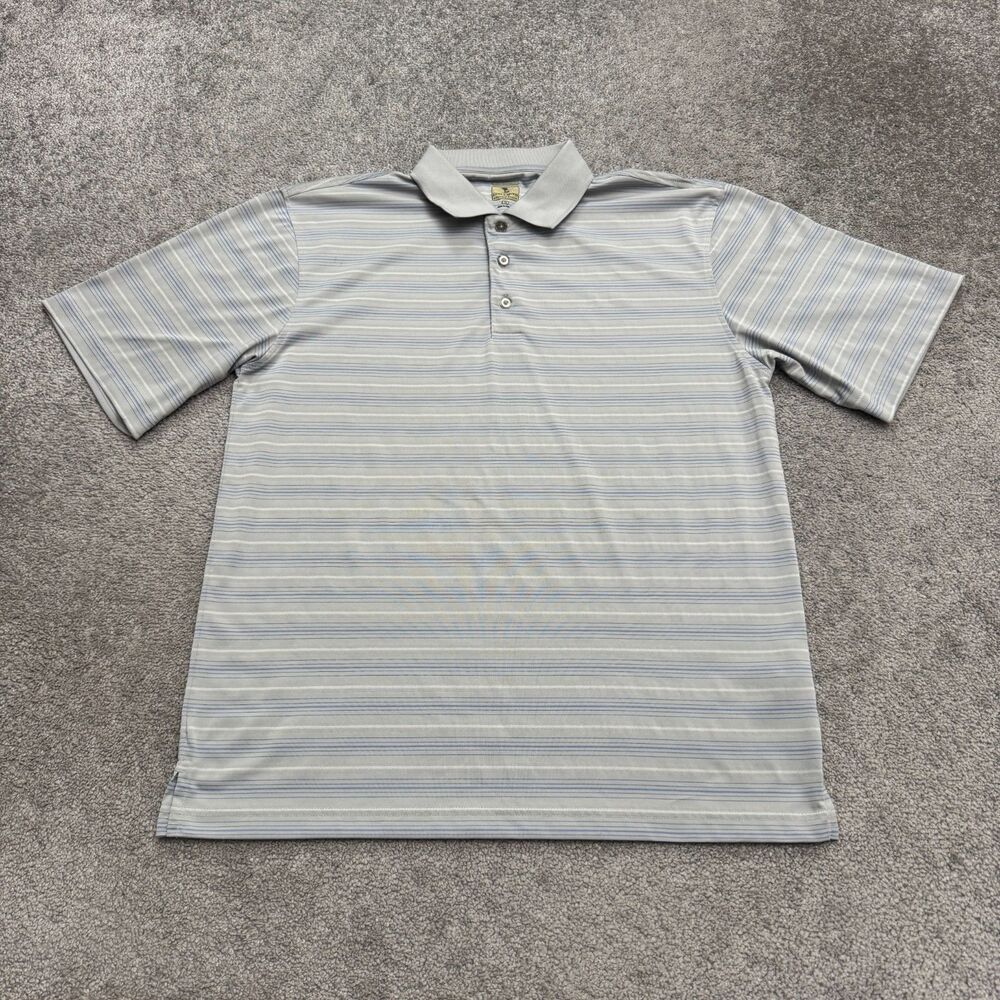 Lone Cypress By Pebble Luxury Performance Polo Shirt Mens Medium Blue Striped